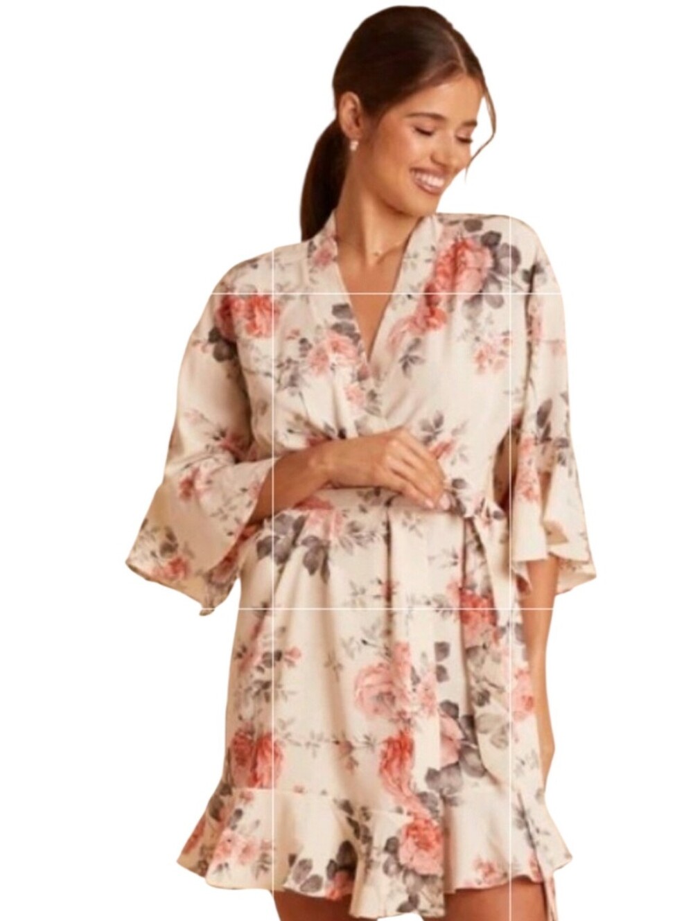 birdy grey kenny floral ruffle robe size XS/S